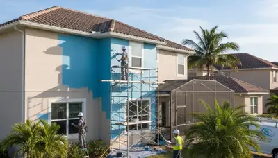 Cape Coral, FL painting contractor on an exterior house painting project